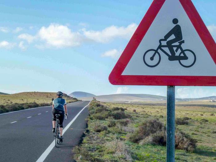 Een teken dat beweging op een fiets verbiedt. Verkeersborden voor fietsers. Fietspad